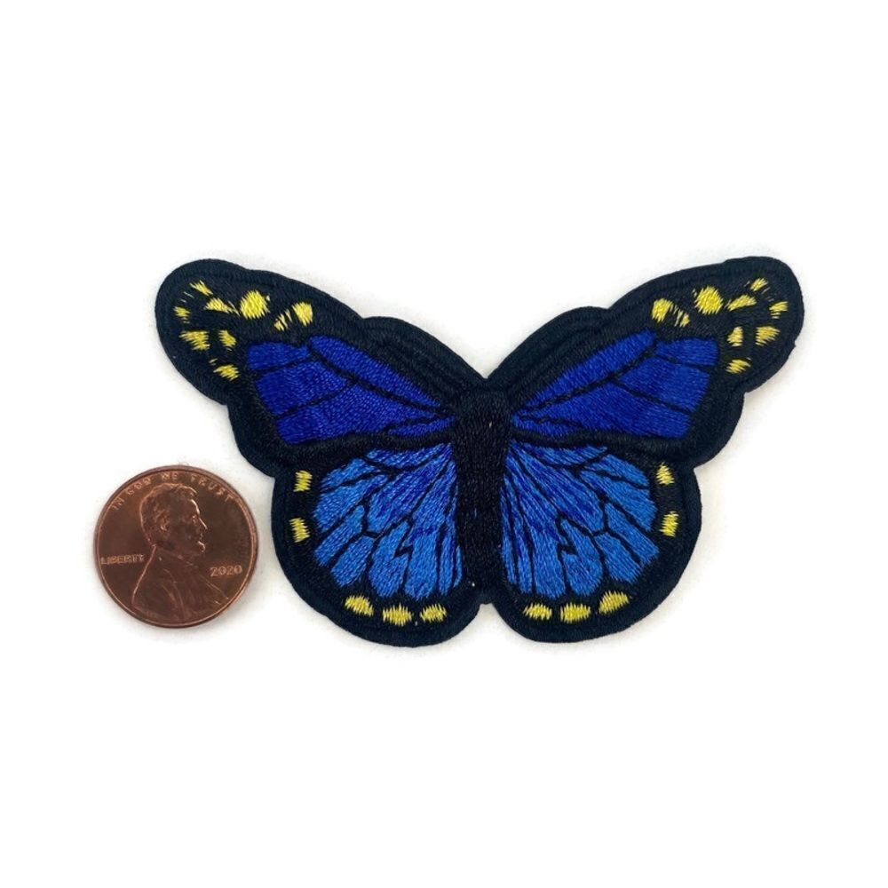 Blue Butterfly Embroidered Patch - Picture 2 of 3